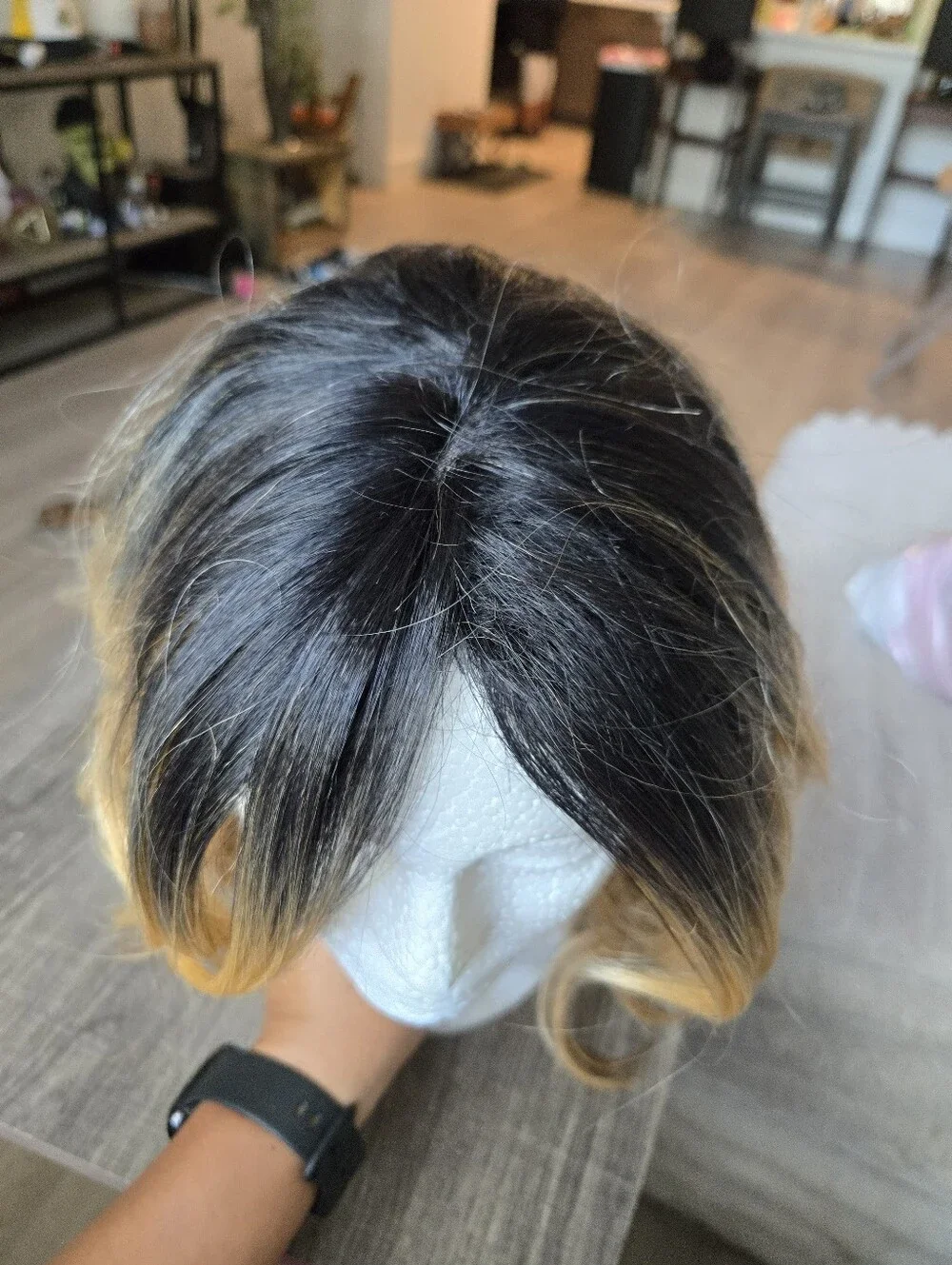 Model Model Front Lace Split Ombre Wig  Black Roots To Blonde